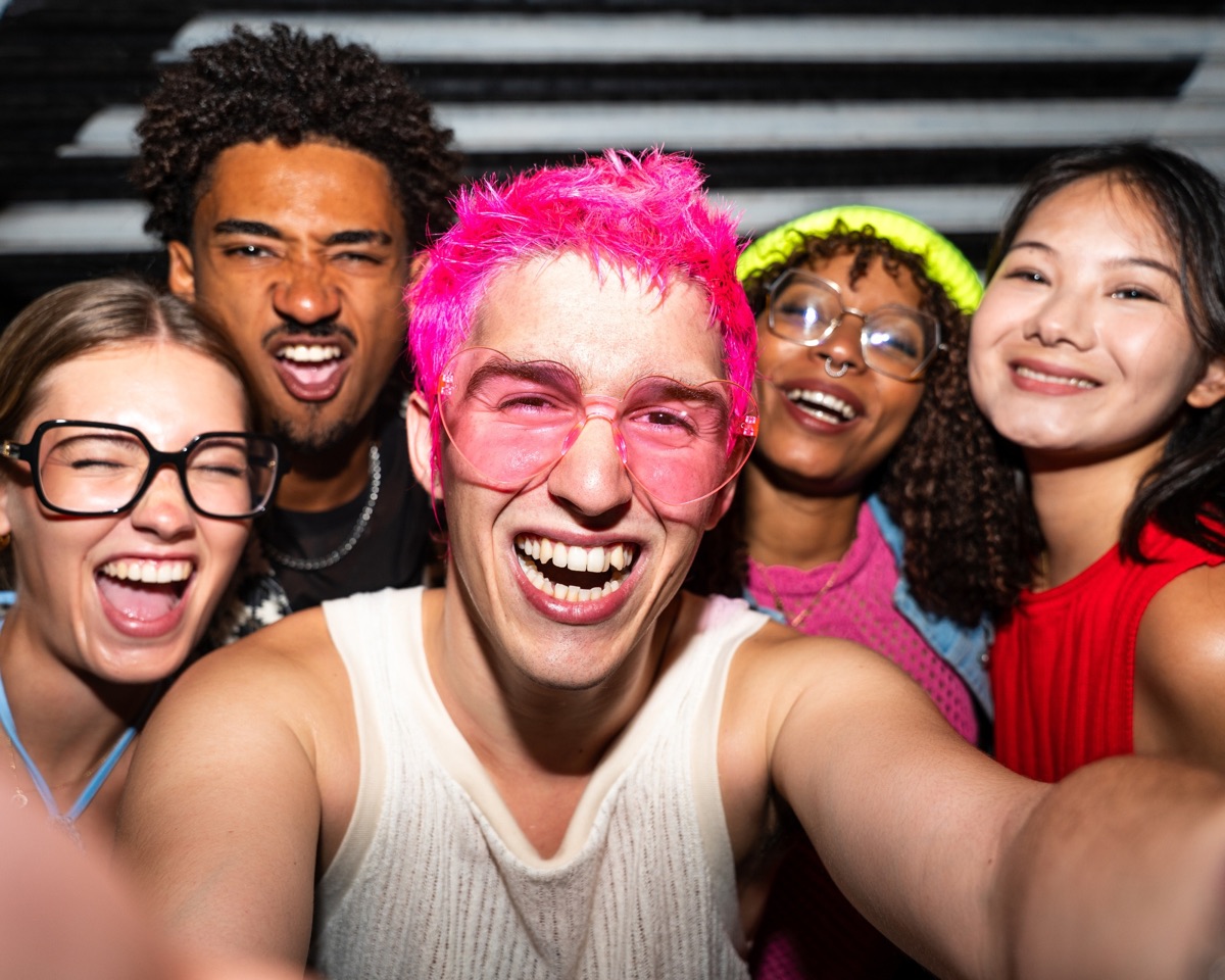 Friends celebrating a birthday party